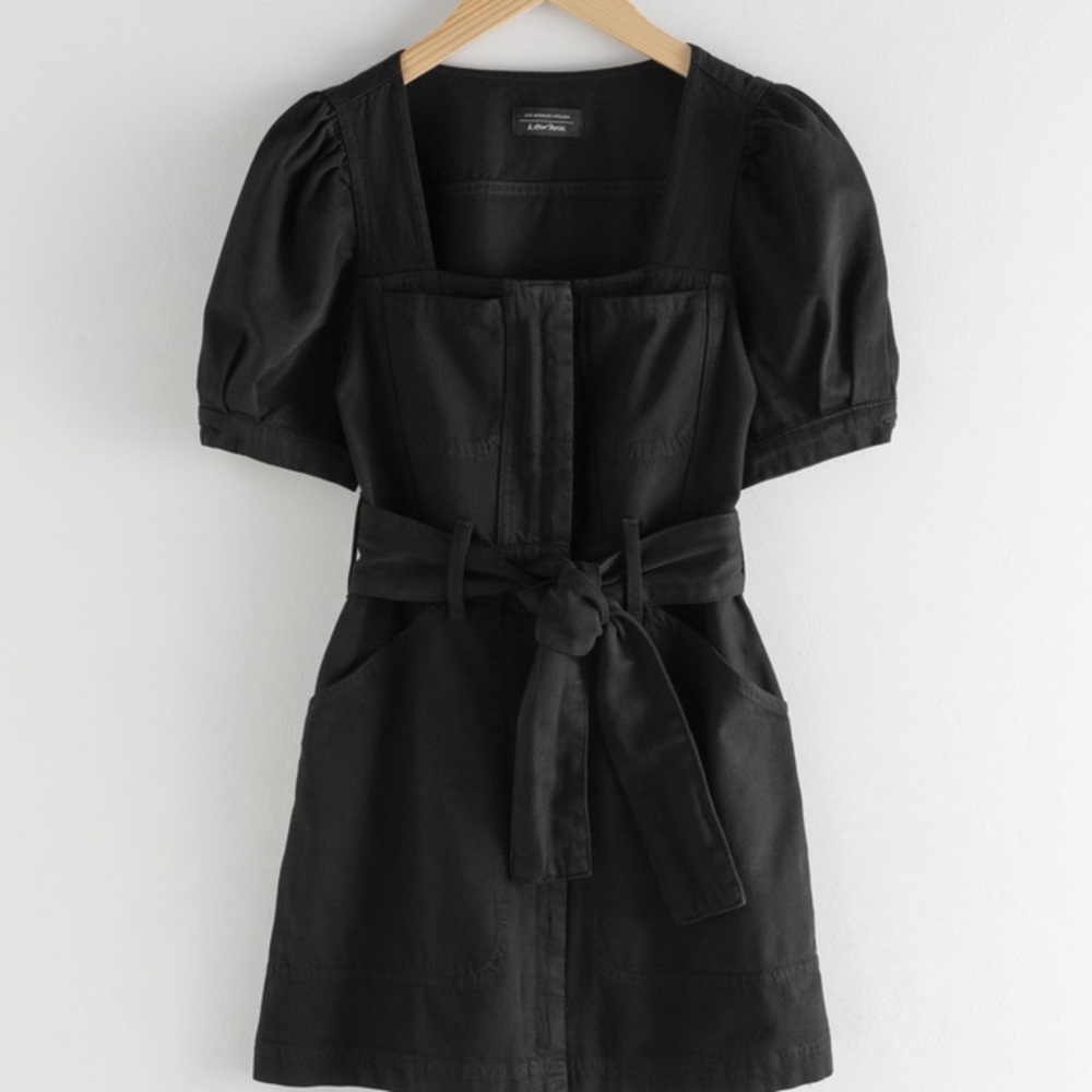 Other stories square neck bubble sleeve mini dress